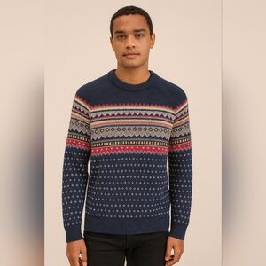 Land's End Mens Wool Blend Nordic Adventure Crewneck Sweater Size Medium‎